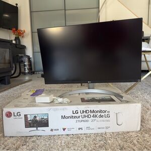 LG 27" UHD 4K Monitor - Beige with Silver Stand